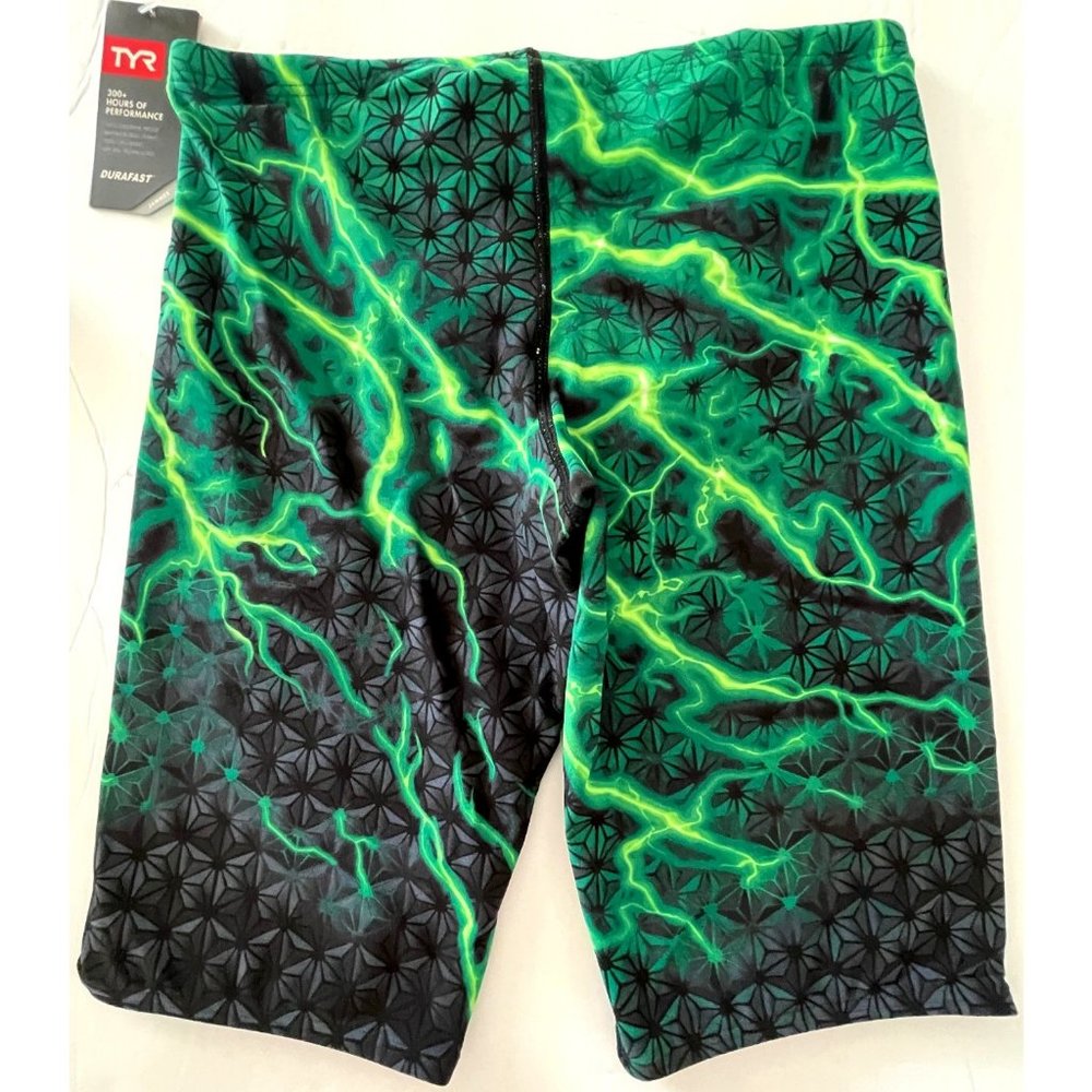 TYR Durafast Lite ILLUME Allover Jammer Men Swim Black Green Size 32 - $54 - Picture 2 of 7